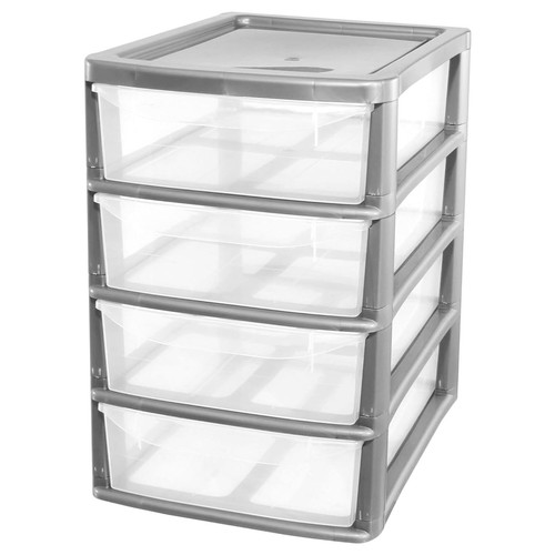 Silver plastic drawer - plastic,