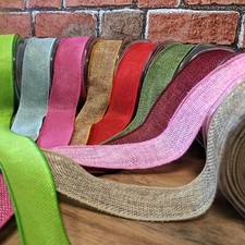 Real Wired Hessian Ribbon 38mm Wide Burlap Jute Rustic Bow Making Gift Wrap - 1M