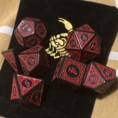 Red black polyhedral dice - red,
