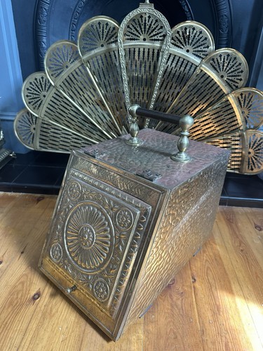 Antique victorian brass coal - victorian,