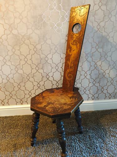Vintage pyrography dragon - vintage,