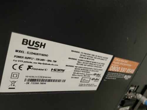 Bush inches vgc working - bush, tv