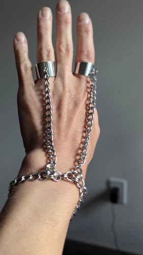 Silver tone hand chain - silver,