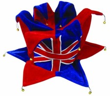 Union Jack Jester Hat Red White Blue | Felt Fancy Dress | One Size UK