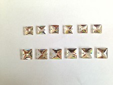 12 X Square Shape Flat Back Precision Cut  Sew-On Crystals Diamonds in 2 Sizes