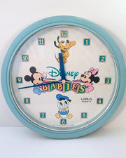 Disney Babies Mickey and Friends Lorus Quartz Japan Light Blue Wall Clock WORKS