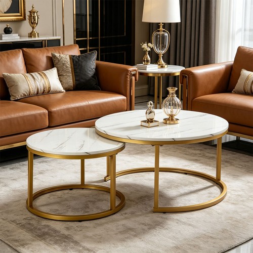 Round nesting coffee table set - round,