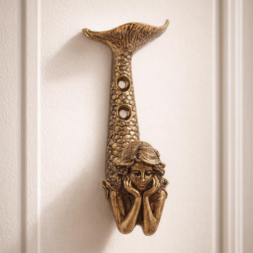 Metal gold mermaid - gold, wall