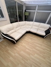 DFS Leather Corner Sofa cream