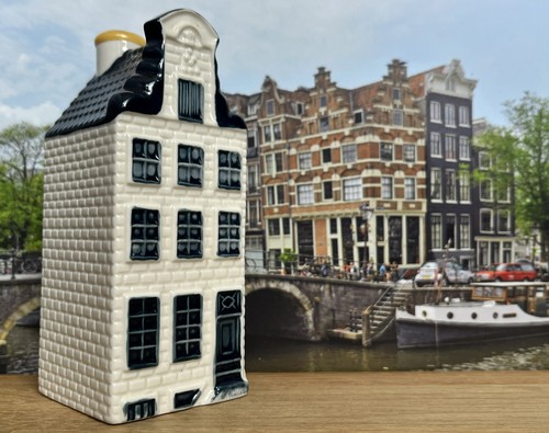 Klm delft blue miniature house - blue,