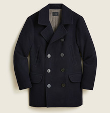 J CREW DOCK PEACOAT S Docker Navy Style Double Breasted Coat Reefer Primaloft