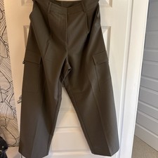 Mint Velvet Khaki Green Wide Leg Cargo Trousers L Hardly Worn