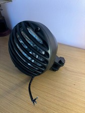 12V 6 .1/2" Black Headlight With Grill. Custom, Chopper, Bobber Style ~  Barred 