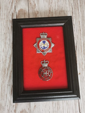OBSOLETE FRAMED FIRE SERVICE DEFENCE FIRE SERVICE CAP BADGES