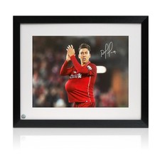 Roberto Firmino Signed Liverpool Football Photo: Hat-Trick. Framed