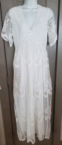 Maxi lace dress - lace, white