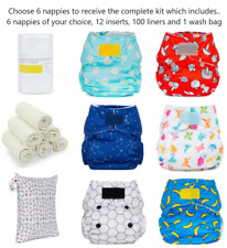 Reusable nappies Bundle Newborn Full kit Liners inserts adjustable Cloth pocket