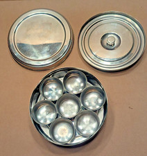 Mahavir Masala Dabba Indian Spice Box Tin Jar Satin Stainless Steel ~ 7 Cups
