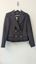 Zara NWT Black Short Double Breasted Blazer Gold Buttons Size S/ 8