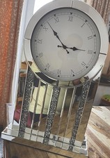 CLOCK MODERN GLASS & CRYSTAL. BEAUTIFUL NEW MANTLE CLOCK.   22in x 13.5in 