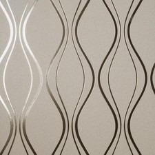 Vymura Contour Wave Wallpaper Beige Luxury Abstract High Luster Foil