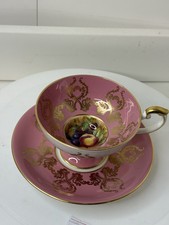 Vintage Aynsley Bone China Orchard Gold Fruit Tea Cup and Saucer Athens style