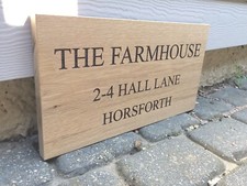  Personalised Oak House Sign, Carved, Custom Engraved Outdoor Wooden Name Plaque
