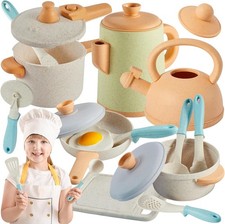 Kids Kitchen Toy Accessories Toddler Pretend Cooking Play set Pots Pans Utensils