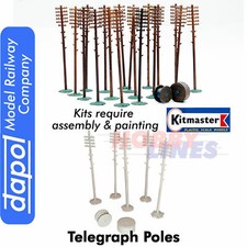 TELEGRAPH POLES pk 18 Model Railway trackside KitMaster Kit Dapol OO Gauge C024