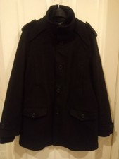 Mens Pea Coat Wool Blend Size Large
