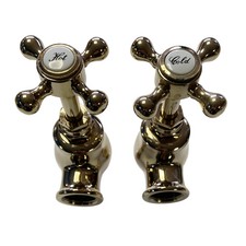 Globe Bath Taps Gold Finish Cross Head Traditional Style Victoriana