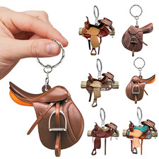 Horse Charm Cowboy Saddle Keychain Pendant Creative Saddle Keyring Decortion