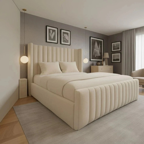Winged panel bed frame - bed, plush