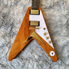 1958 Korina Flying V Electric Guitar Aged Natural White Pickguard