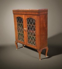 Antique Mahogany Bookcase China Drinks Cabinet Shelves Cupboard