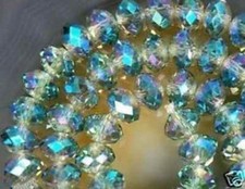 20 ROUND SWAROVSKI CALADON BLUE CRYSTAL GEMSTONE BEADS 4X6MM SEE!