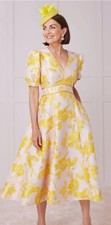 John Charles 29020 Stunning A Line Yellow Sunflower Pocket Dress Size 12 New