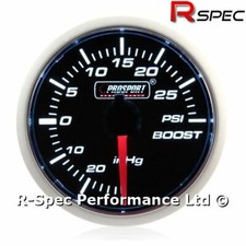 NEW MECHANICAL Prosport 52mm Smoked Super White Turbo Boost Gauge - PSI 