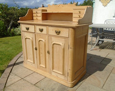 4' Antique Pine Sideboard Dresser Cabinet 2 Door Cupboard 9 Drawers Buffet Unit