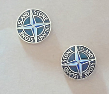 Set of 2 Stone Island pin badge  hooligan Black with white BLUE 13mm Casuals 