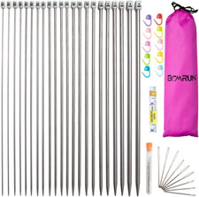 22Pcs Metal Knitting Needles