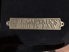 The Captain's Word Is Law" Vintage Brass Wall Plaque Boat Yacht Nautical Solid