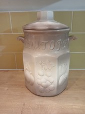 Rumtopf Jar Barrel Canister Fruit Bevel Embossed Detail Pattern | Cream & Mocha