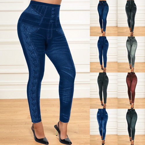 Women denim look pencil pants - denim,