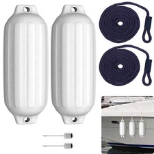 2X Boat Fenders 14x50cm G1 Ribbed Twin Eyes Boat Fenders Inflatable Boat Bumper