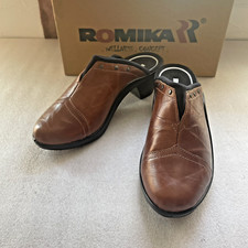 ROMIKA Clogs Women EU 38 Brandy Brown Mokassetta 271 Heel Mule Slip On Shoes