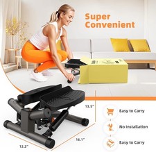Mini Stepper Exercise Machine Cardio Stair Stepper w/ Resistance Bands Home Gym