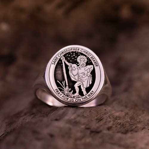 Saint christopher signet ring - saint,