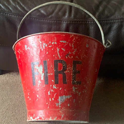 Vintage red metal fire brigade - metal,