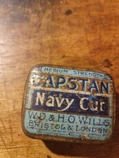Antique Will’s Capstan Navy Cut Small Tobacco Tin C1910. Bristol London, Blue
